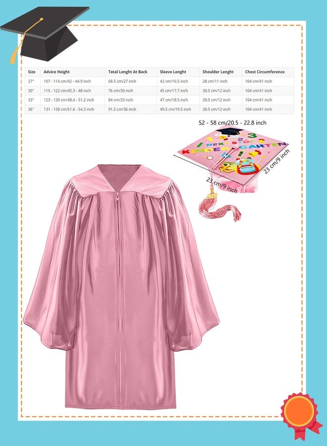 Restroma 6 Set Kindergarten Graduation Cap and Gown with Tassel Graduation Costume Set for Preschool Photo Props Party Supplies (Pink, Size 30 (115-122 cm)) - Image 2