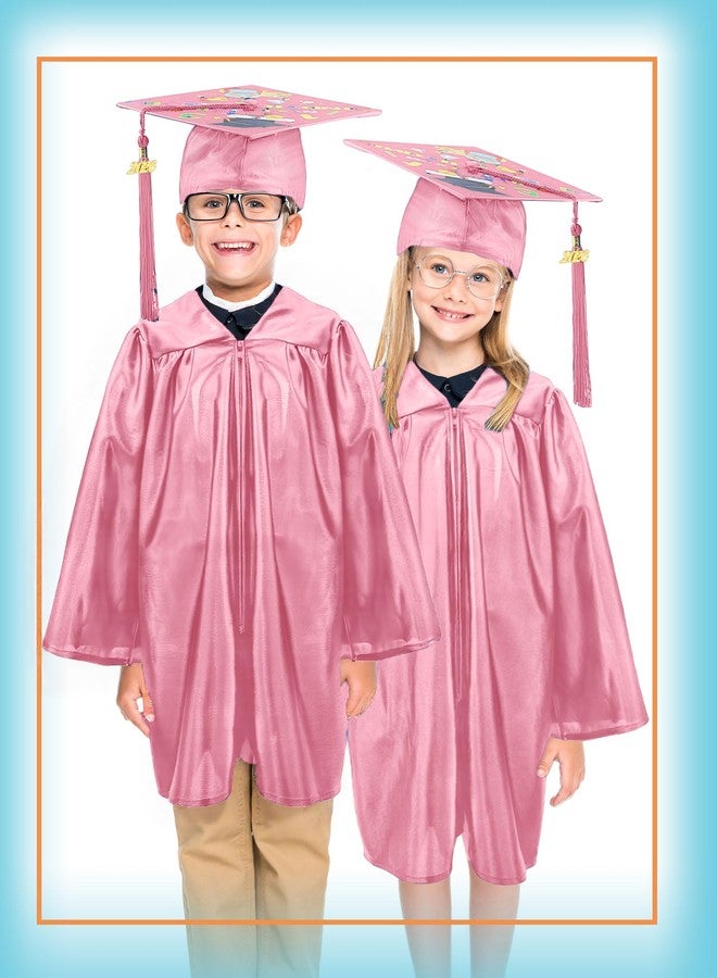 Restroma 6 Set Kindergarten Graduation Cap and Gown with Tassel Graduation Costume Set for Preschool Photo Props Party Supplies (Pink, Size 30 (115-122 cm)) - Image 5
