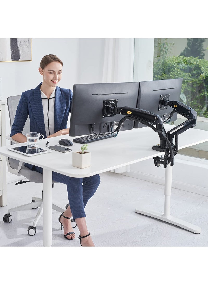 NB NORTH BAYOU - Dual Monitor Desk Mount Stand for Two Screens 17-27 Inch with 4.4~19.8lbs Load Capacity for Each Display,Full Motion Swivel Computer Monitor Arm S400 - Image 1