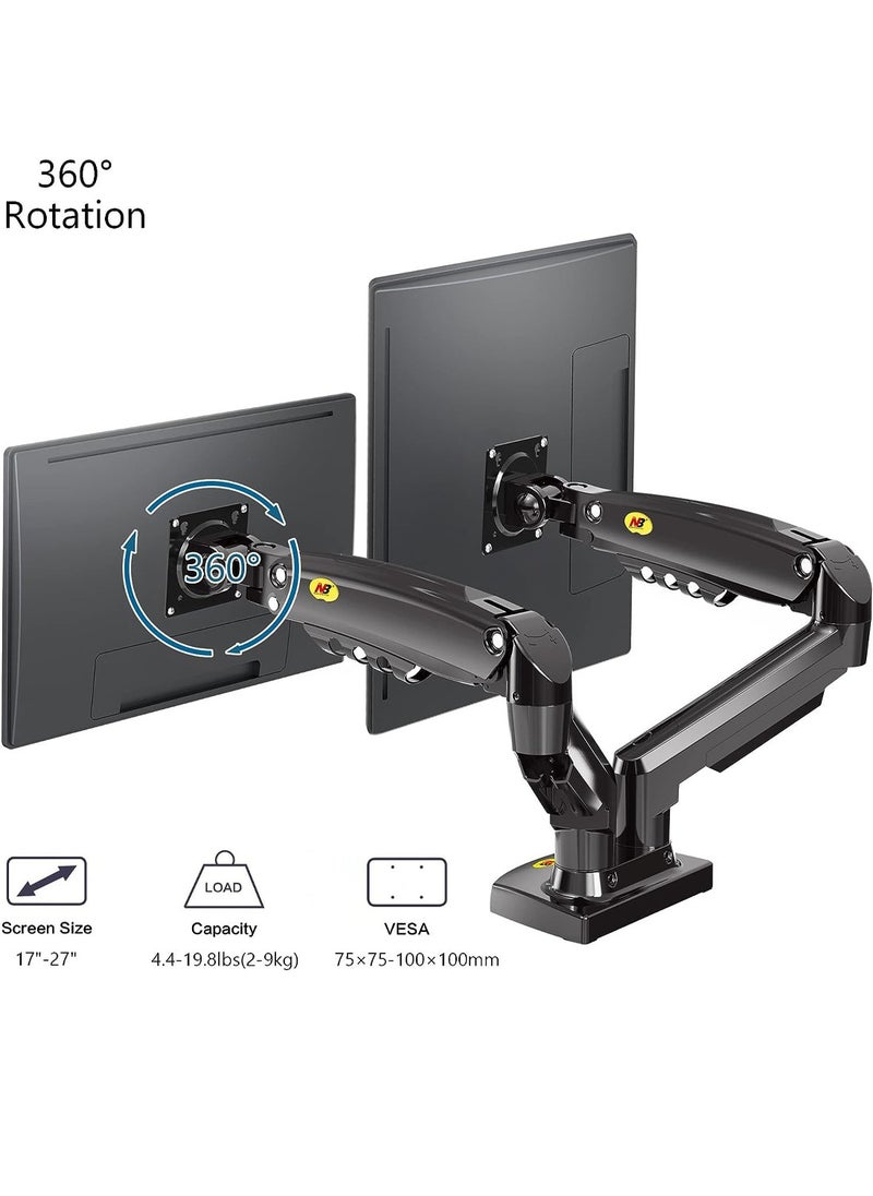 NB NORTH BAYOU - Dual Monitor Desk Mount Stand for Two Screens 17-27 Inch with 4.4~19.8lbs Load Capacity for Each Display,Full Motion Swivel Computer Monitor Arm S400 - Image 1