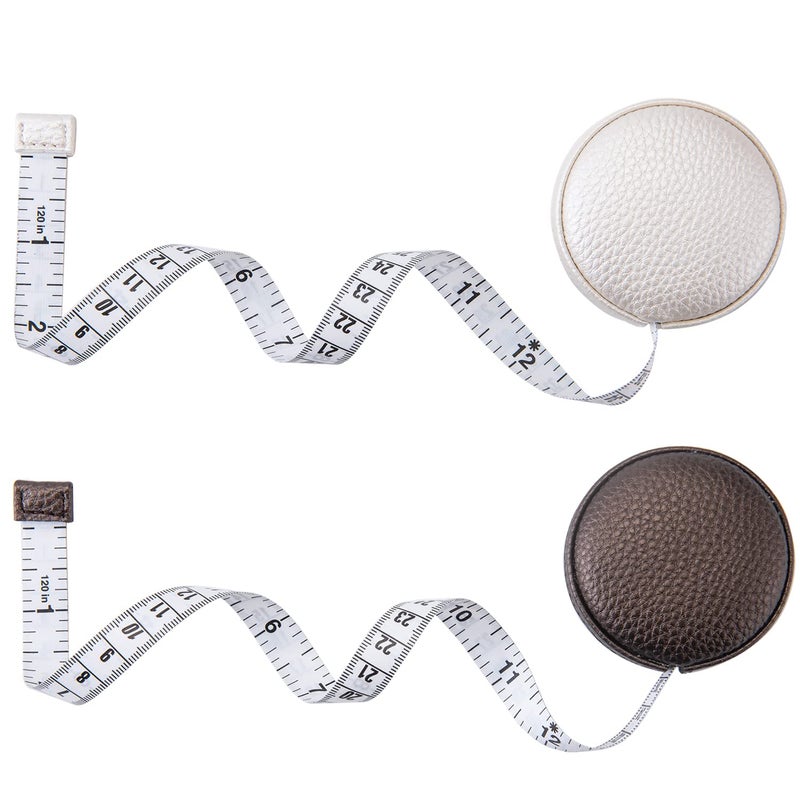 3m120 Tape Measure Body Measuring Tape for Body Cloth Tape Measure for Sewing Fabric Tailors Medical Measurements Tape Dual Sided Leather Tape Measure Retractable Brown White