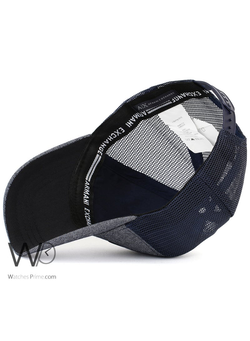 Armani Exchange Armani Exchange AX Trucker Mesh Cap Navy Blue Color Cotton Hat Men - Image 4