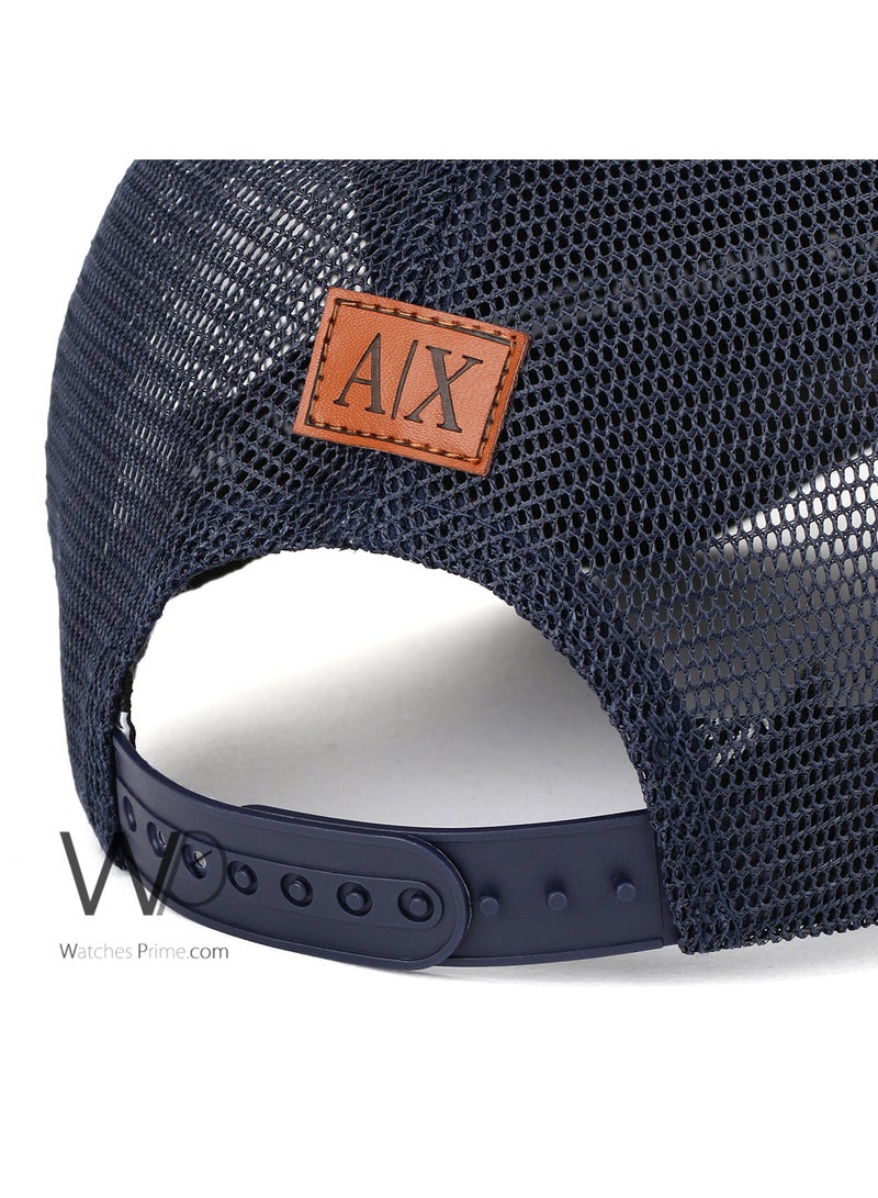 Armani Exchange Armani Exchange AX Trucker Mesh Cap Navy Blue Color Cotton Hat Men - Image 3