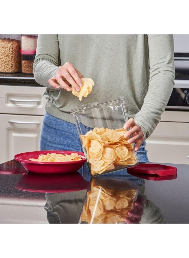 توبروير علبة تخزين جافة بيضاوية شفافة للغاية من تابروير، سعة 2 لتر، غطاء أحمر - Image 2