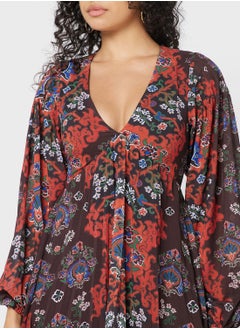 WAREHOUSE Floral Print Pleated Tiered Dress  - Image 3