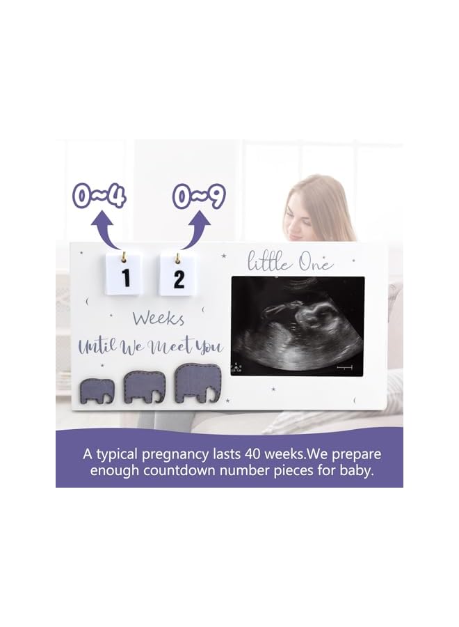The Bros Baby First Sonogram Picture Frame Countdown Weeks Keepsake Baby Ultrasonic Frame Elephant Nursery Decoration Best for Pregnant Women (Countdown) - Image 3