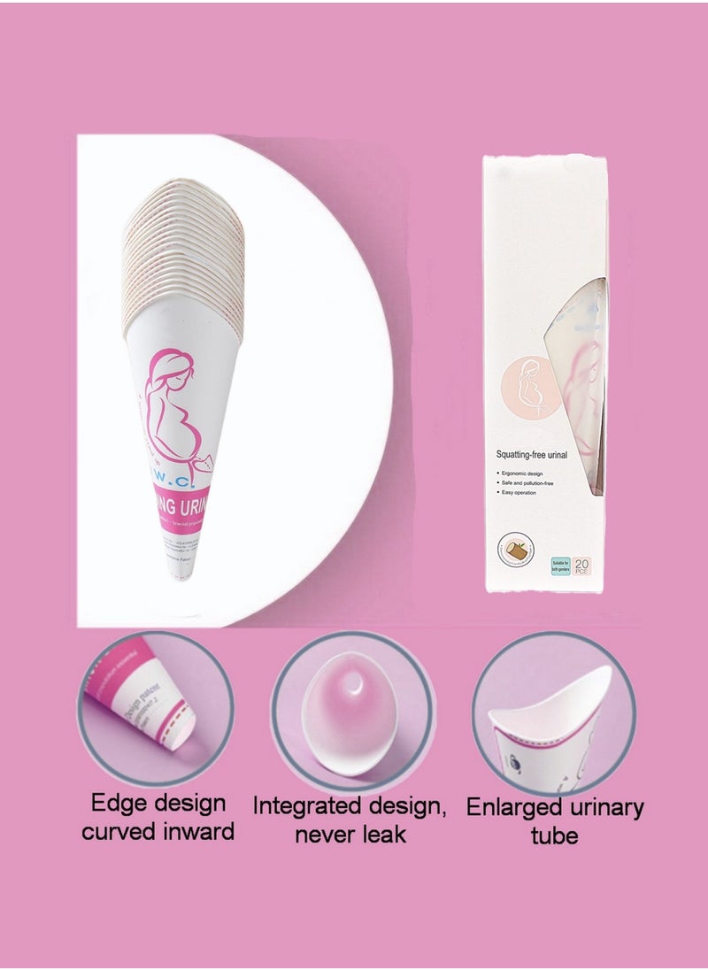 RATSAW - 20 Pack Disposable Female Urination Device Pee Funnel for Women Device Portable Girls Urinal Funnel Outside Standing Pee Disposable Cups for Camping  Hiking  Pregnant - Image 1