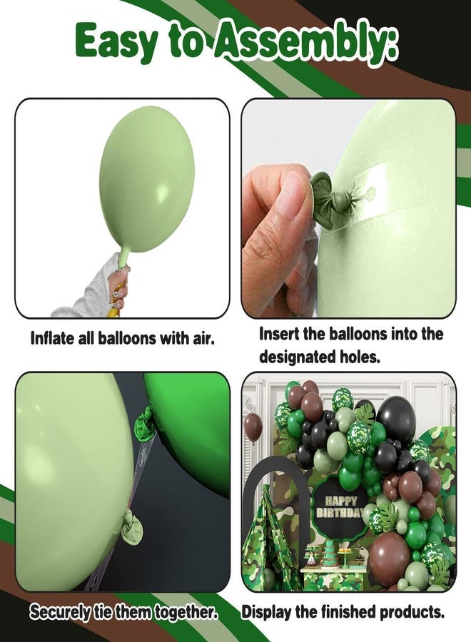 Sowide Camouflage Balloon Arch Kit,Camo Drak Green Avocado Green Black Balloons for Boys Kids Soldier Birthday Hunting Party Camping Jungle Safari Theme Baby Shower Party Decorations - Image 3