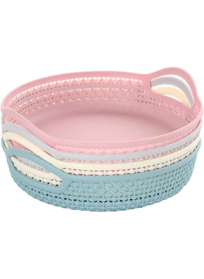Yonovo Round Plastic Basket 4 Piece Multicolour Storage And Organization Containers Shelf Baskets Pantry Storage Boxes For Organizing Cabinets Bin Bathroom Storage  - Image 1