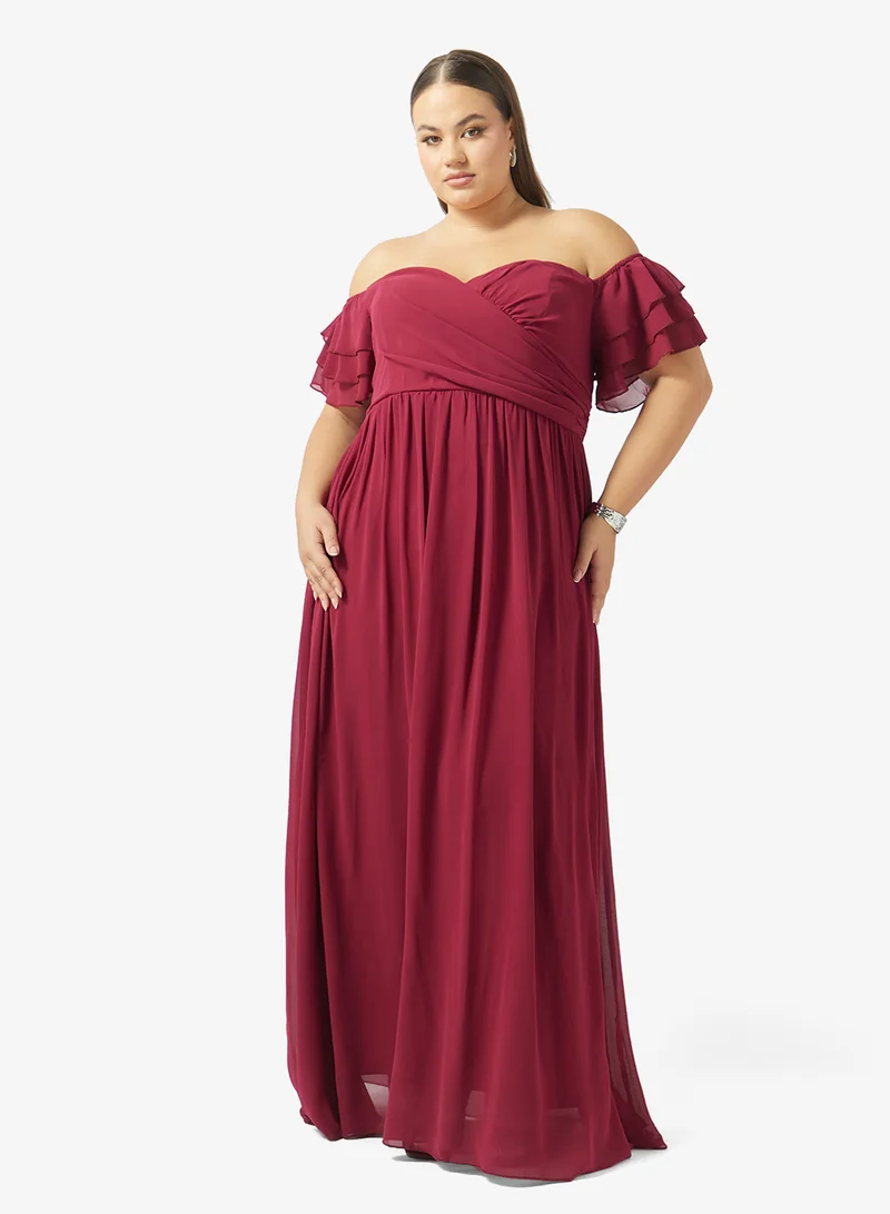 Plus Size Cold Shoulder A-line Dress