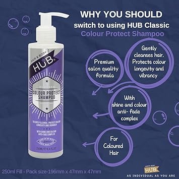 Hub شامبو HUB كلاسيك لحماية اللون 250 مل x 1 للشعر الملون - Image 5