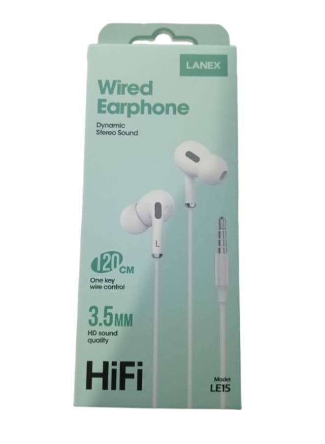 LANEX In-ear Wired Earphones with Mic White - Image 1