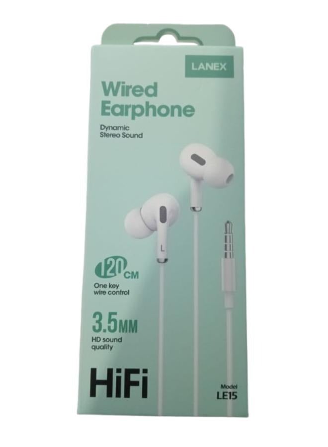 LANEX In-ear Wired Earphones with Mic White - Image 2