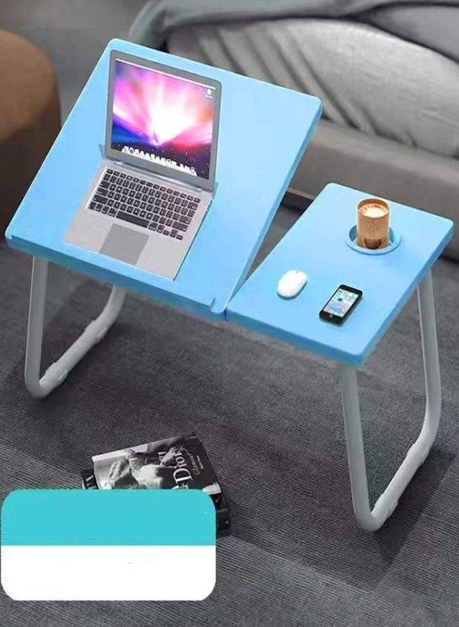 fashionhome Folding Laptop Desk Portable Computer Tray for Bed Sofa Writing 4 Angles Adjustable with Cup Holder Table 55 x 25 x 32 cm - Image 1