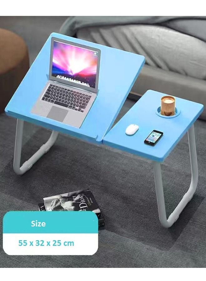 fashionhome Folding Laptop Desk Portable Computer Tray for Bed Sofa Writing 4 Angles Adjustable with Cup Holder Table 55 x 25 x 32 cm - Image 2