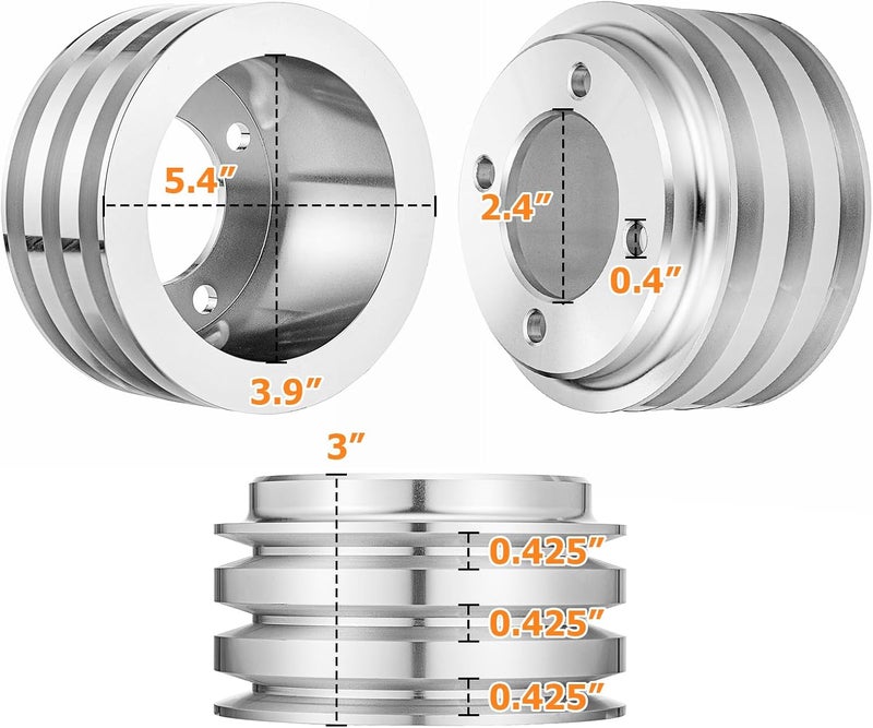 WeiSen 3 Groove 3V Crankshaft Pulley V-Belt Compatible with Ford 1969-UP Small Block 302 351w 351C 351W 351M 400M V8 5.0L - Close to Radiator - Image 2