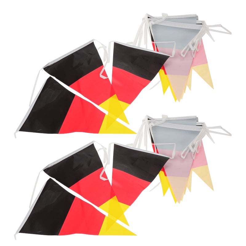 2pcs Germany Flag Triangle Bunting: 10m Sports And Party Decorations - Hanging String Flags For Outdoor And Garden Use - Image 1