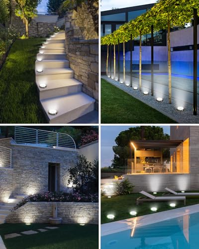 btfarm 16 Pack Solar Ground Lights Outdoor, 8 LED Solar Disc Lights IP65 Waterproof Flat Solar Light, Pathway Lights Solar Powered for Garden Lawn Patio Yard Path Landscape, Cool White - Image 5