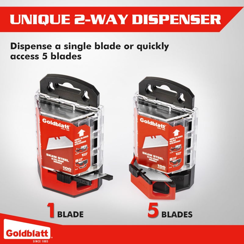 Goldblatt 100-Pack Utility Blades Premium Tempered SK2M Steel with Dispenser (G08283) - Image 4