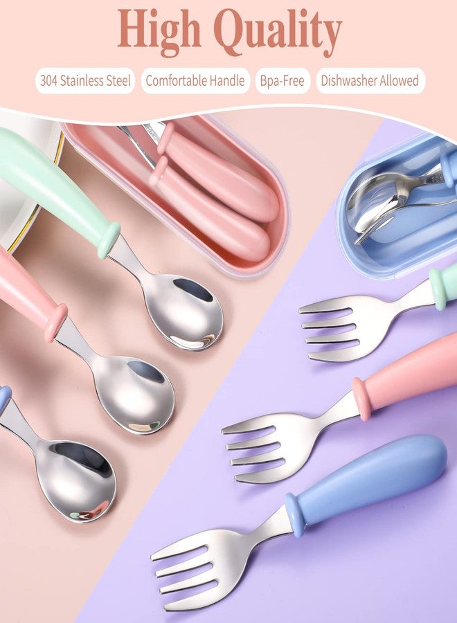 Pengxiaomei Toddler Utensils, Toddler Forks and Spoons,Stainless Steel Baby Utensils Baby Silverware Set with Storage Box for Safe Dining (3 Set with Case) - Image 4