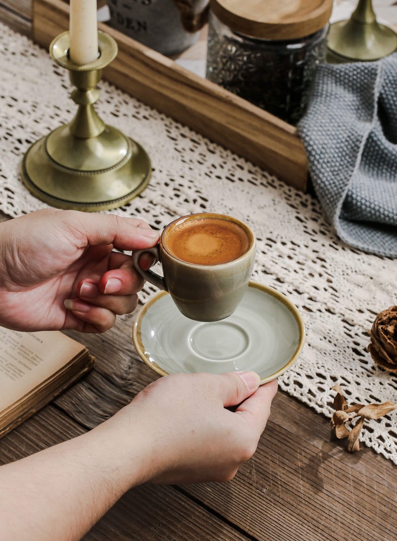 Shuer Ceramic Coffee cup, Espresso cup，Arabic coffee cup，Turkish coffee cup, Cup and Saucer Set Suitable for Home Office Restaurant Gifts Garden Party Home Afternoon Tea Set - Image 2