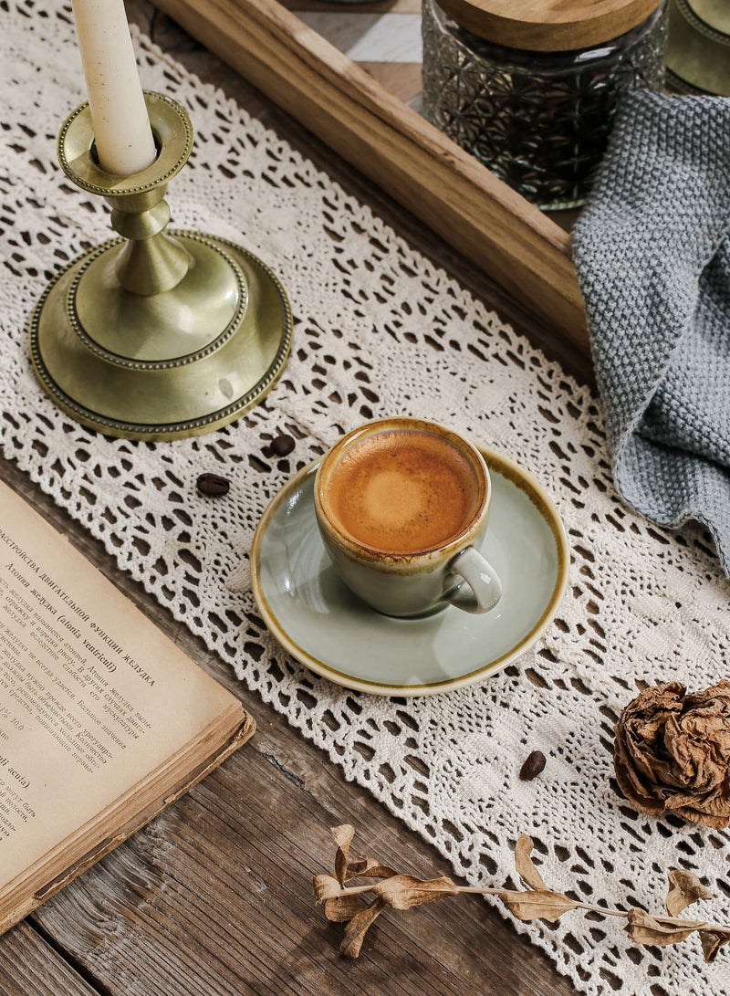 Shuer Ceramic Coffee cup, Espresso cup，Arabic coffee cup，Turkish coffee cup, Cup and Saucer Set Suitable for Home Office Restaurant Gifts Garden Party Home Afternoon Tea Set - Image 3