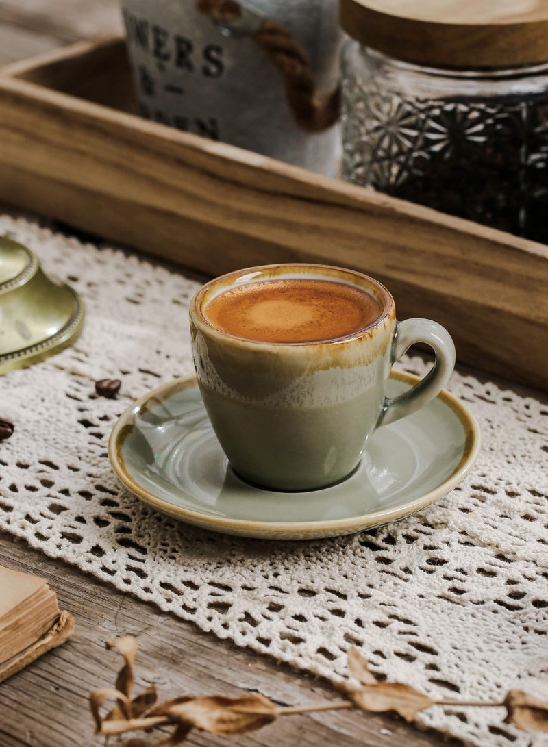 Shuer Ceramic Coffee cup, Espresso cup，Arabic coffee cup，Turkish coffee cup, Cup and Saucer Set Suitable for Home Office Restaurant Gifts Garden Party Home Afternoon Tea Set - Image 1