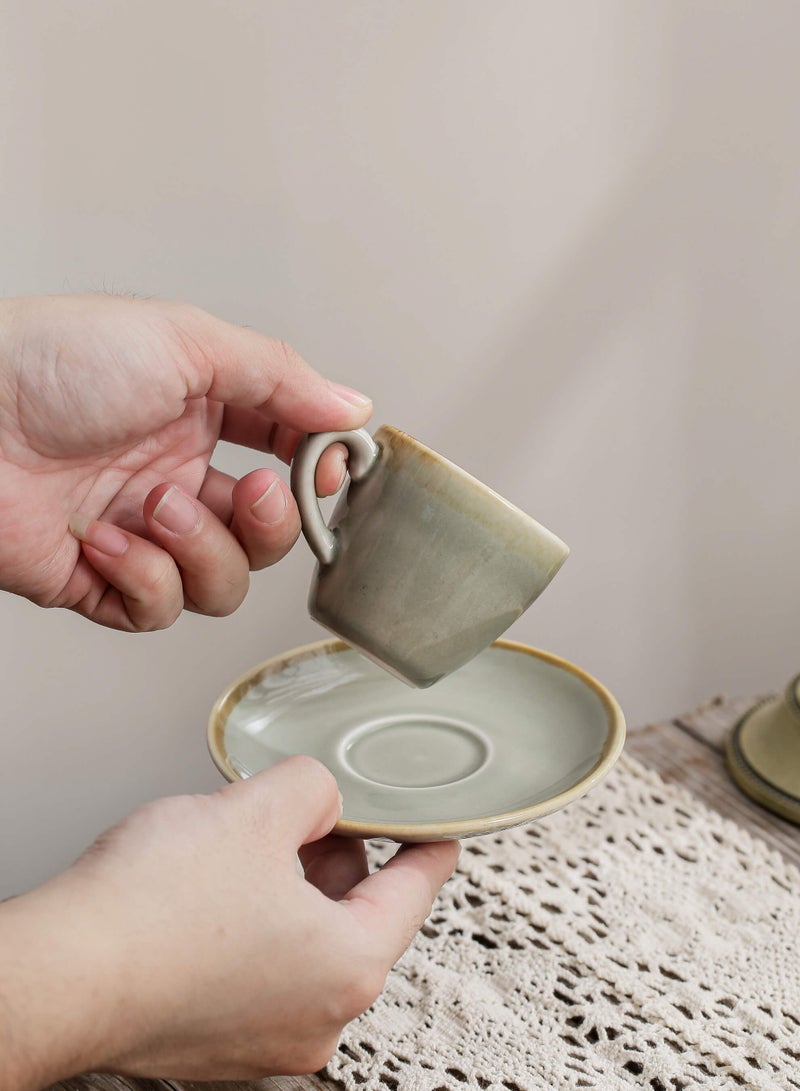 Shuer Ceramic Coffee cup, Espresso cup，Arabic coffee cup，Turkish coffee cup, Cup and Saucer Set Suitable for Home Office Restaurant Gifts Garden Party Home Afternoon Tea Set - Image 4