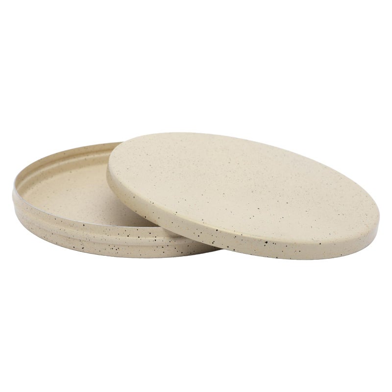 Bister Granite Basbousa Tray with Lid – Small Beige Round Non-Stick Speckled Baking Pan & Serving Dish for Basbousa, Cakes and Desserts - Image 2