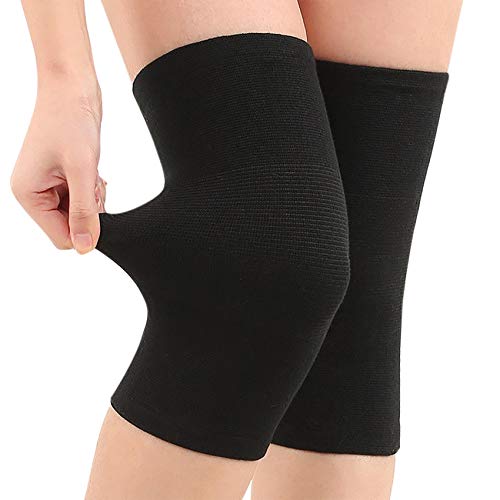 JUMISEE (One Pair) Cotton Knee Sleeves for Knee Support, Circulation Improvement & Pain Relief,Sport Compression for Running, Pain Management, Arthritis Pain Women Men (Black, Small) - Image 1