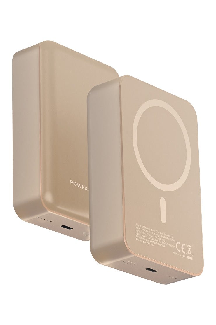 Powerology 20000 mAh MagSafe Aluminum Power Bank with PD 20W Fast Charging & 15W Wireless Charge / Li-Polymer Rechargeable Battery / Compact Design / Simultaneous Charging / Compatibility for Smartphones, Tablets and More - Desert Titanium  - Image 1