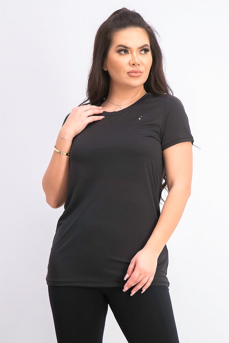 PUMA Women Studio Lace Keyhole Tee, Black - Image 1