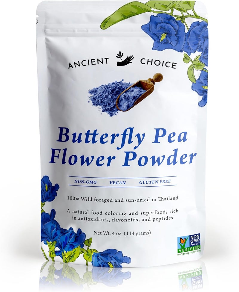 Ancient Choice Butterfly Pea Flower Powder - 4 oz | Non-GMO Vegan Blue Matcha Tea | Natural Food Coloring & Adaptogenic Culinary Ingredient - Image 1