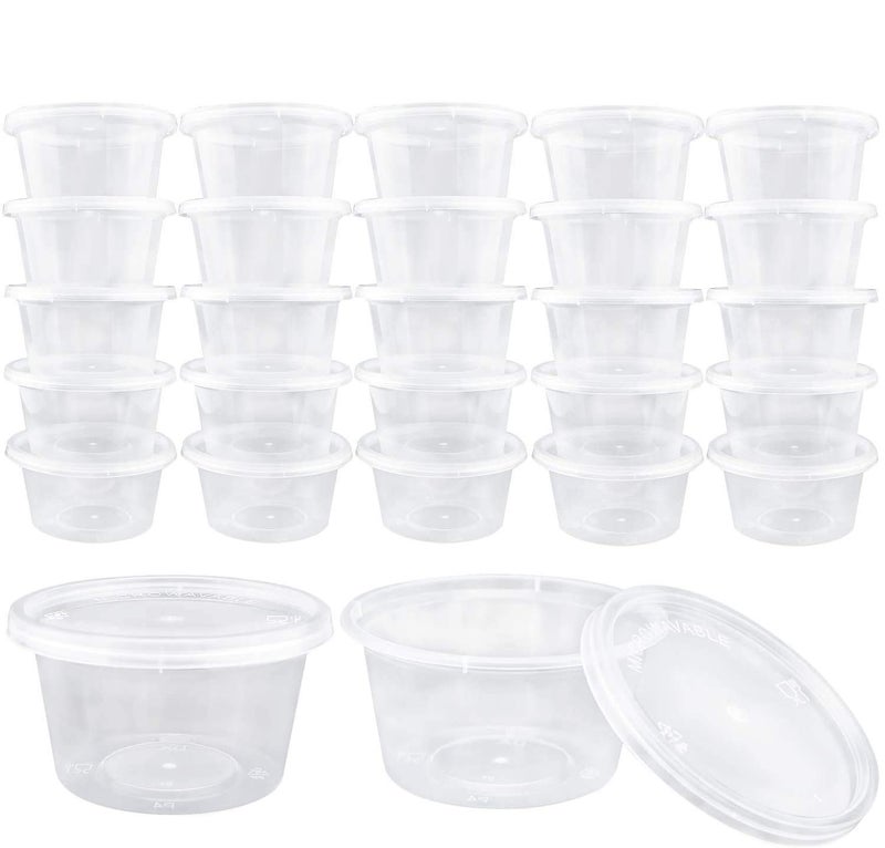 Augshy 40 Pack Small Slime Containers with Lids Jello Shot Cups Condiment Containers Plastic Portion Cups with Lids for Salad Dressing Food Storage Containers4 oz