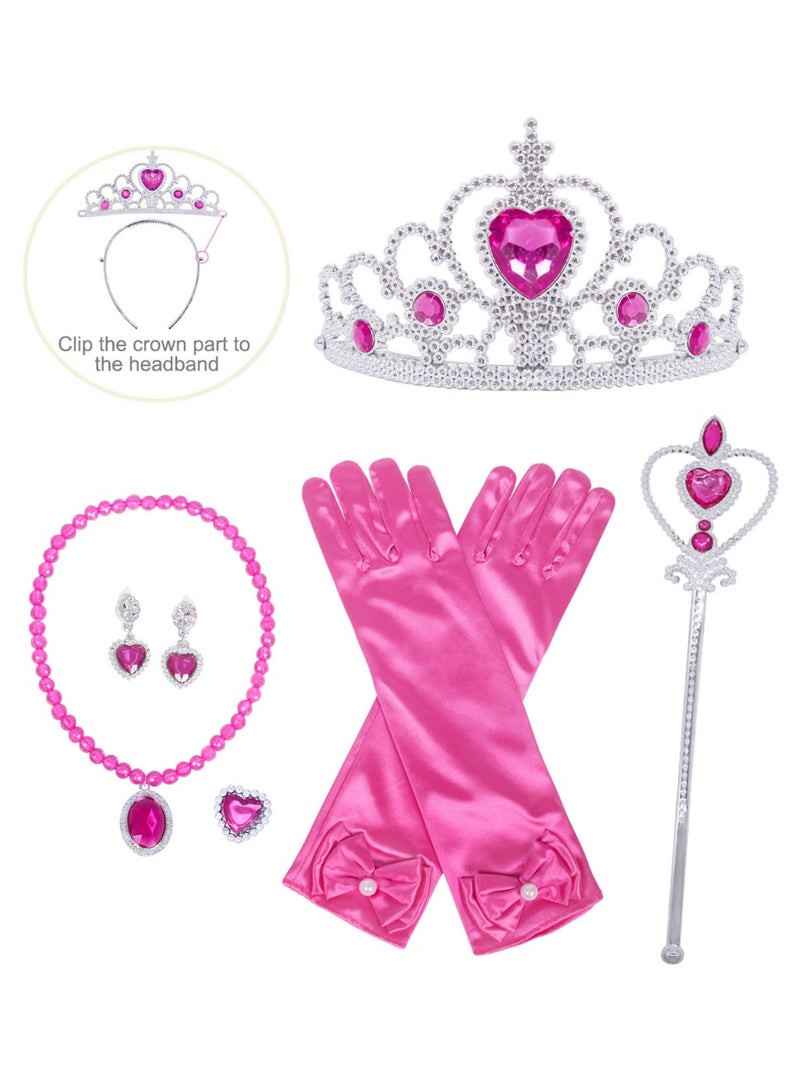 NIBEMINENT Princess Aurora's same style girl dress, puffon princess dress, crown magic wand six-piece set - Image 1