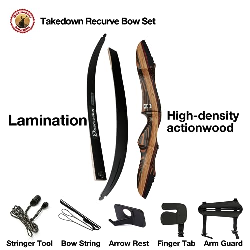 Deerseeker Outdoor Deerseeker Archery 62" Takedown Recurve Bow Set with Right Hand & Left-Handed Riser Laminated Limbs 20-60 lbs for Adults & Youth, Archery Practice & Bow Hunting - Image 4