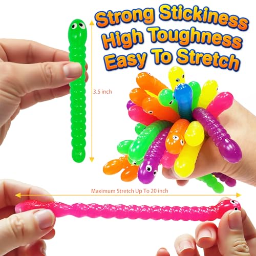 Glow Fever Colorful Stretchy Strings Sensory Fidget Worm Toys Party Favors Pack for Kids Adults Perfect Stocking Stuffers for Boys Girls - Image 5