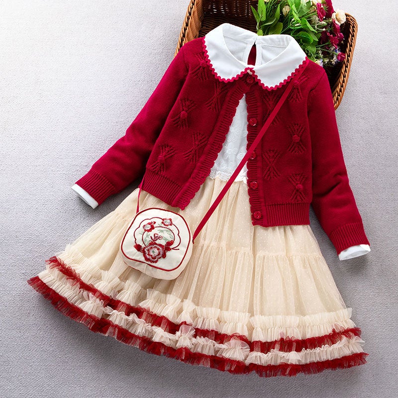 Girls' Dress Style Children'S Sweater Two-Piece Suit Baby Princess Skirt - Image 2