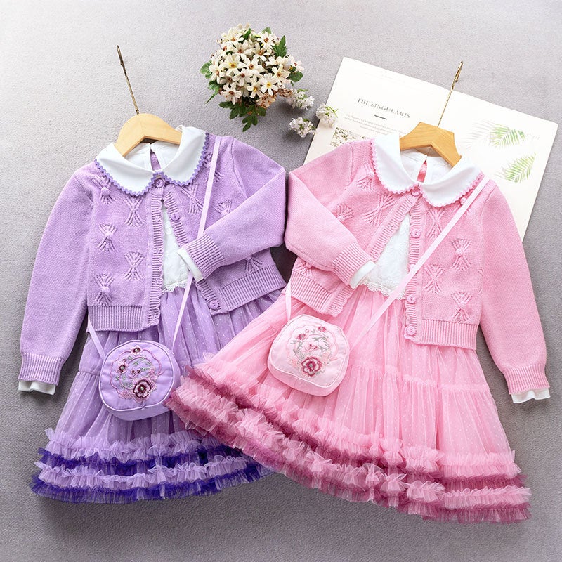 Girls' Dress Style Children'S Sweater Two-Piece Suit Baby Princess Skirt - Image 5