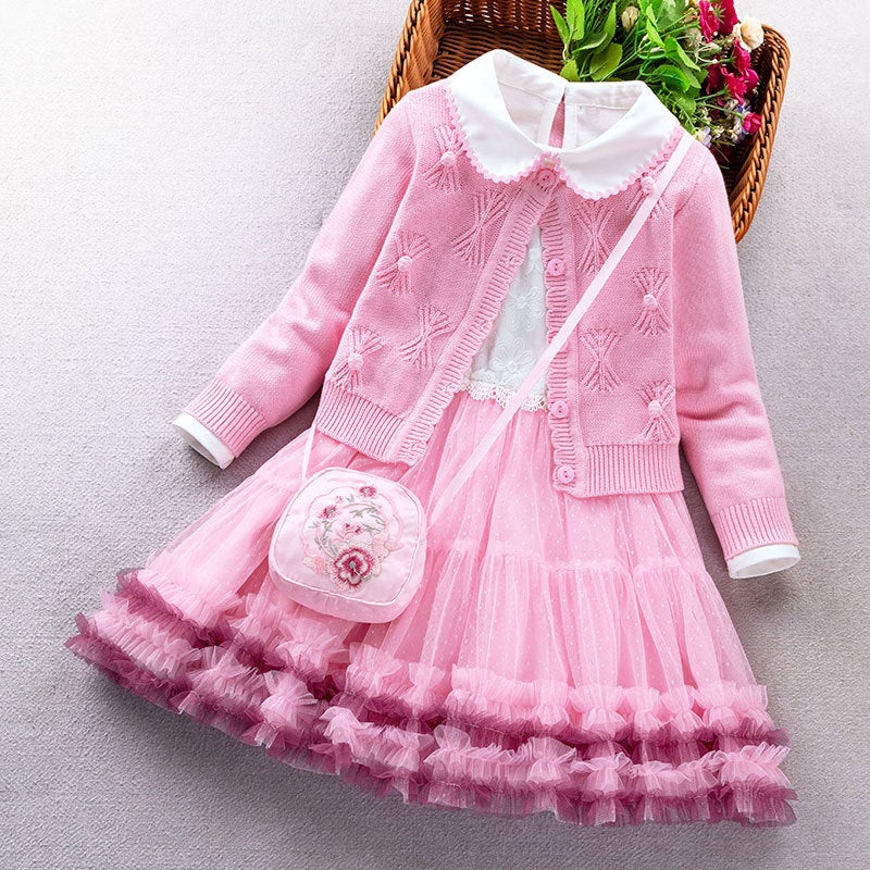 Girls' Dress Style Children'S Sweater Two-Piece Suit Baby Princess Skirt - Image 3