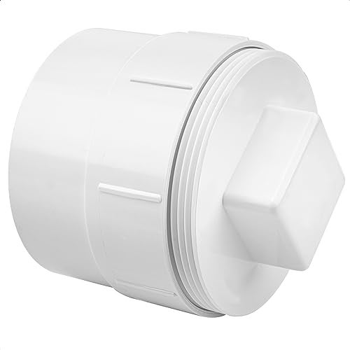 Cinsda 4" PVC Sewer Cleanout Adapter with Plug Pipe Fitting, PVC DWV Flush Sewer Cleanout Cap for Drainage Piping System - Image 1