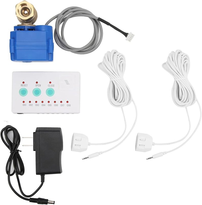 Fafeicy Water Leak Alarm Sensor with High Sensitivity Sound Light Alarm and Auto Valve Closure US Plug - Image 2