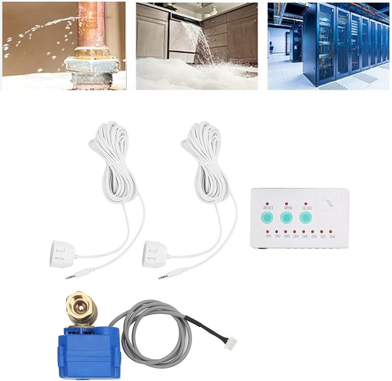 Fafeicy Water Leak Alarm Sensor with High Sensitivity Sound Light Alarm and Auto Valve Closure US Plug - Image 5