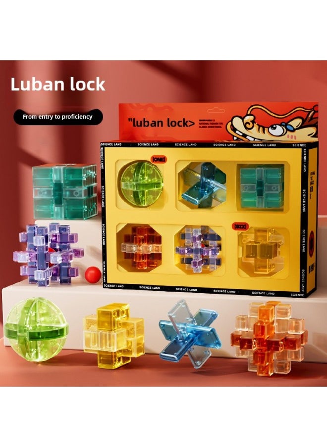 Generic - Lu Ban Lock Kong Ming Lock Children's Full Set Of Intelligence Tripping For Primary School Students Aged 8-12 6 Mortise And Tenon Building Blocks 7 Educational 9 Toys-Color:Luban Lock-twelve Hours Set B - Image 1