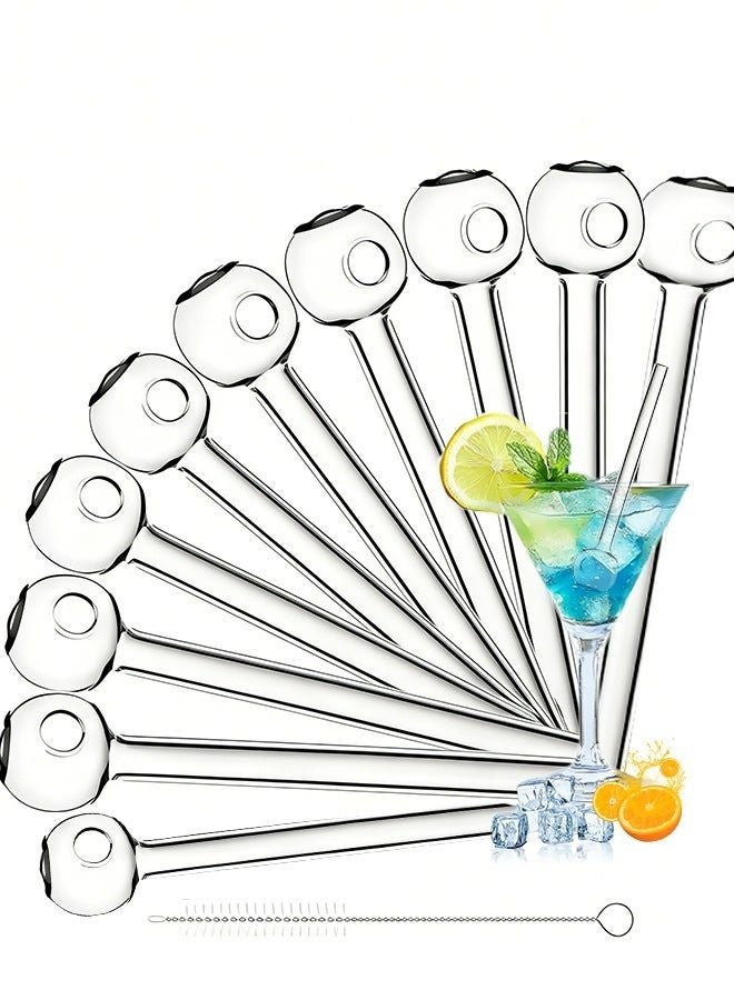 xppier 10 Pack Breakproof Glass Straws – Reusable Borosilicate Glass Drinking Straws with Cleaning Brush for Smoothies, Coffee, Juice & Cocktails (Transparent) - Image 1