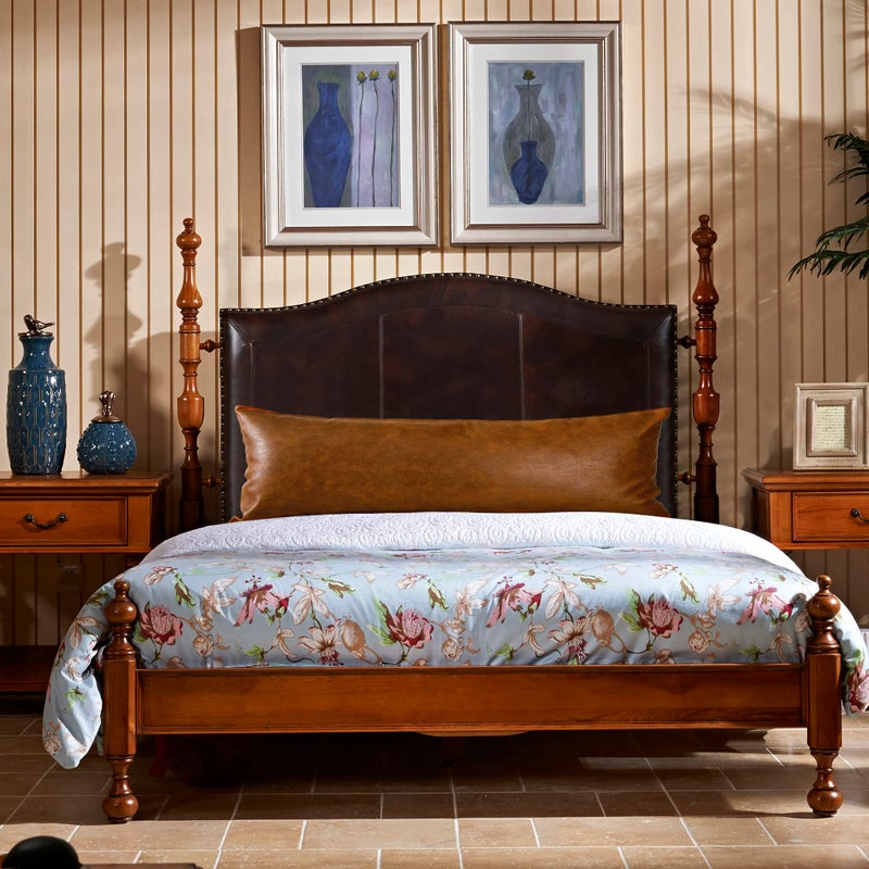 PANOD Luxury Full Body Pillow Covers 20 x 36 Decorative Faux Leather Long Pillow Covers Lumbar Pillow Case Cushion case for Farmhouse Sofa Couch Bed Livingroom Vegan Brown - Image 3
