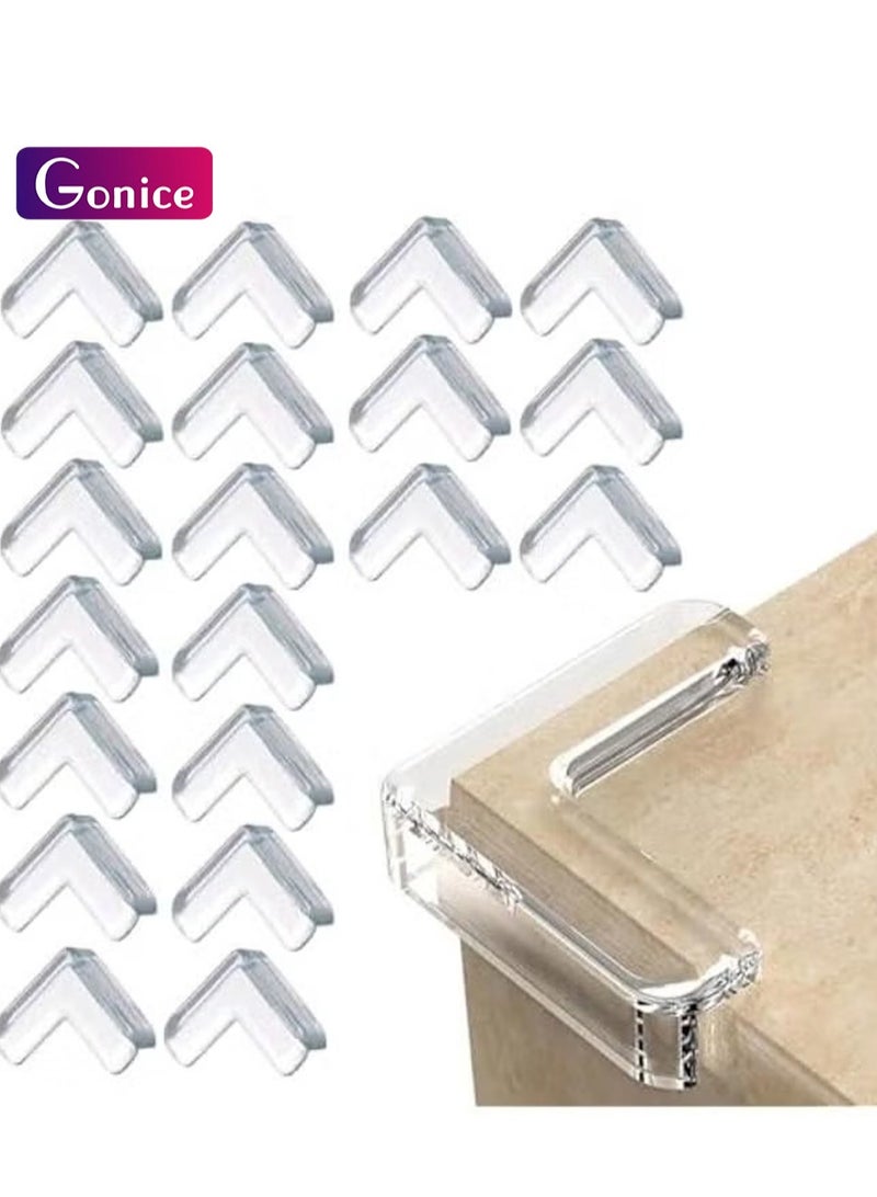 جونيس اي سي في في واقيات زوايا امان شفافة لحماية الاطفال من 20 قطعة، واقيات حواف زوايا ناعمة للاطفال والاثاث والخزانة وطاولة القهوة - Image 1