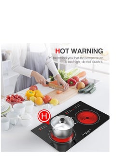 Generic Electric Cooktop 2 Burner – 2800W Built-in Induction Stove with Finger Touch Control, 12 Power Levels & Hot Surface Indicator – 120V Fast Heating for Pots/Pans (Black/Silver)  - Image 4