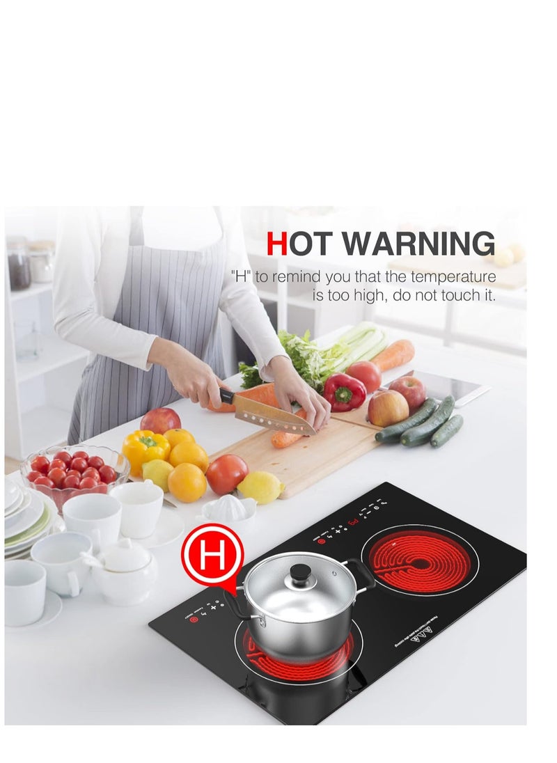 Generic - Electric Cooktop 2 Burner – 2800W Built-in Induction Stove with Finger Touch Control, 12 Power Levels & Hot Surface Indicator – 120V Fast Heating for Pots/Pans (Black/Silver) - Image 1