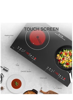 Generic Electric Cooktop 2 Burner – 2800W Built-in Induction Stove with Finger Touch Control, 12 Power Levels & Hot Surface Indicator – 120V Fast Heating for Pots/Pans (Black/Silver)  - Image 3